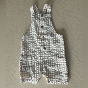 H&M Gingham Short Overalls Tan 9-12 Months